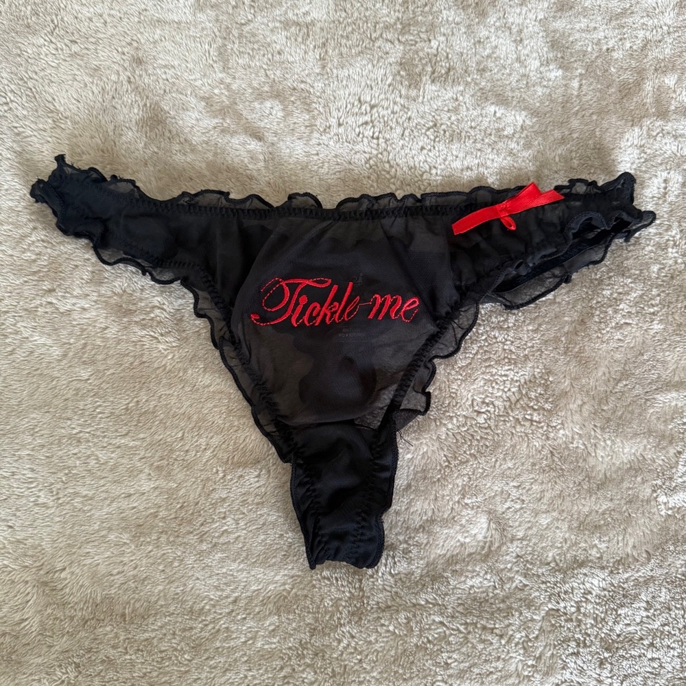 Rene Rofe Sheer Black Ruffle panty Size S/M